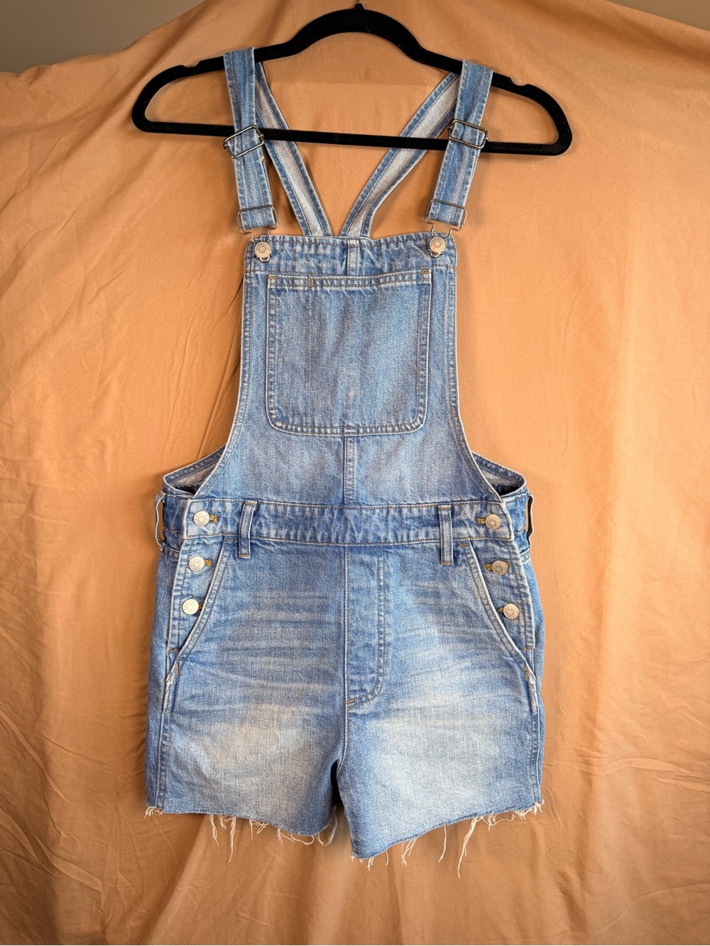 Madewell Denim Shortalls S Medium Wash Overalls Raw Hem 90s Y2K Farmers Market